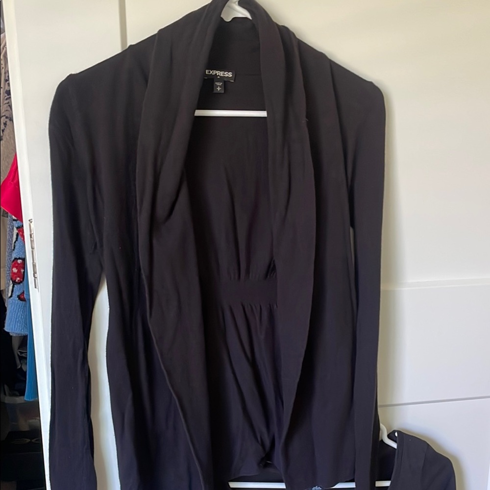 Express Women's Black Open-Front Long Sleeve Cardigan